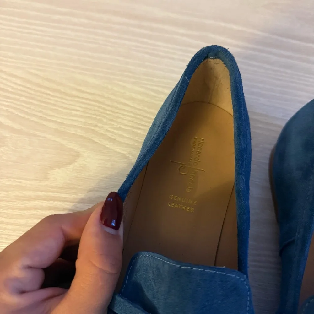 Riccardo Boccia Blue Suede Loafers Size 42 - Picture 3 of 5